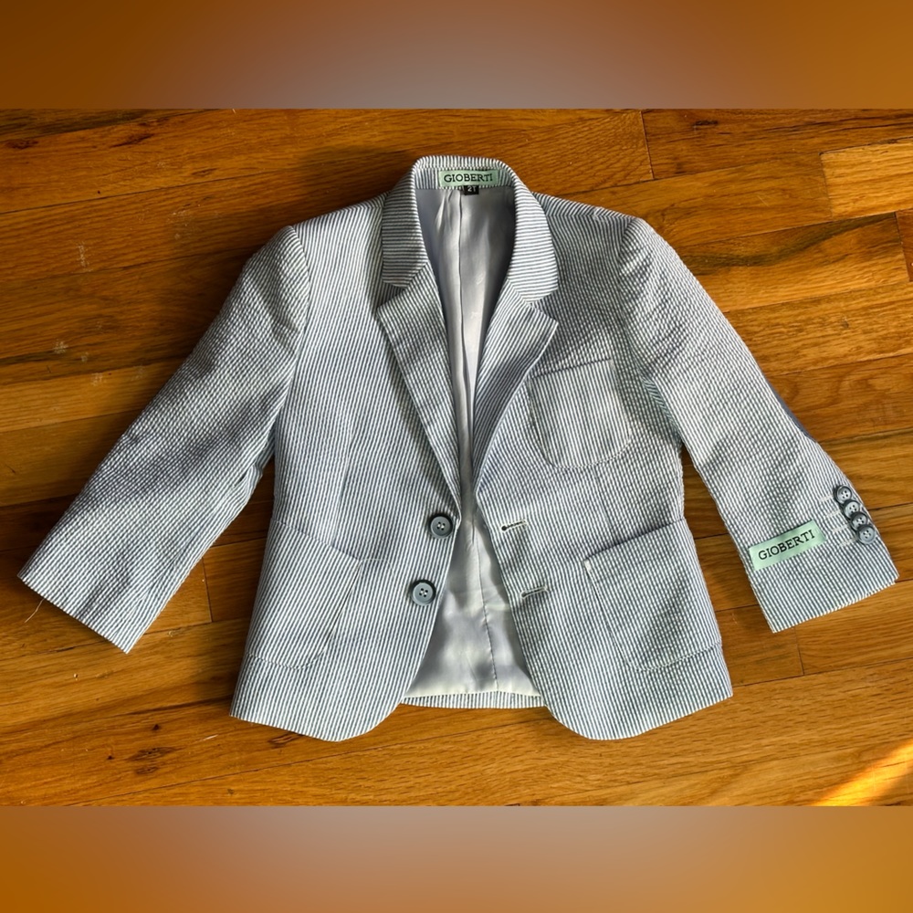 Baby Blue and White Thin Stripped Blazer